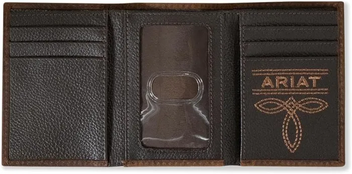 ARIAT TRIFOLD WALLET BULL HIDE BROWN M F WESTERN PRODUCTION INC Earrings