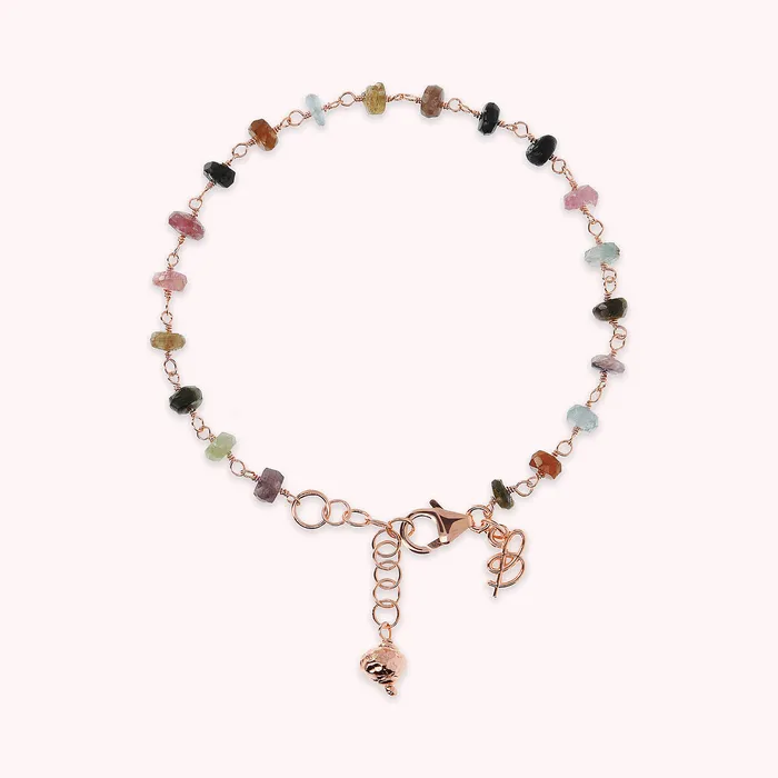 Bronzallure Earrings Bracciale Rosario con Tormalina Multicolore