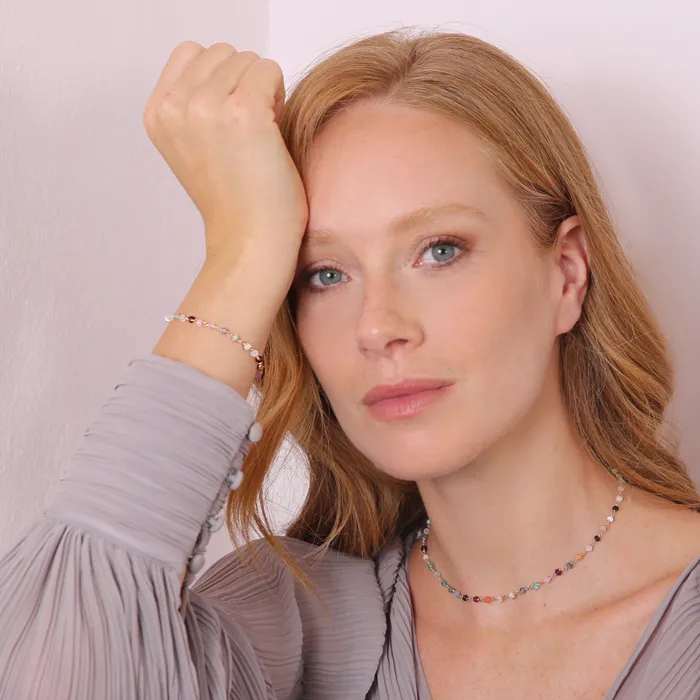 Bronzallure Earrings Bracciale Rosario con Tormalina Multicolore