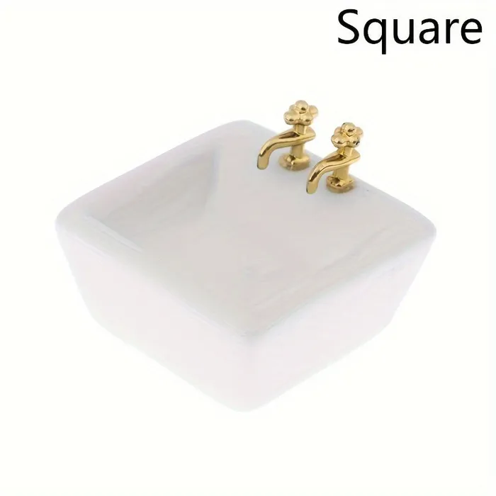 Dollhouse Bathroom Ceramic Washbasin 1 12 Scale Miniatures by NC Earrings