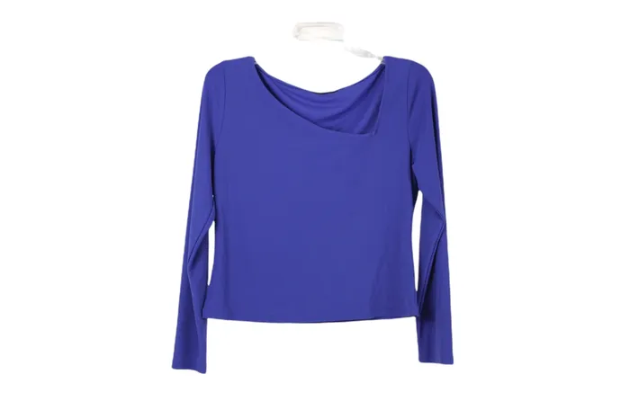 Jubilee Thrift Blue Cut Out Neckline Short Top L Rings