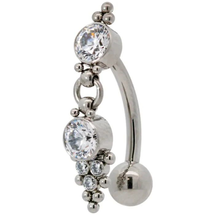 Aragon Cascade Reverse Dangle Faceted Gem Navel Curve with Dangle LeRoi Earrings