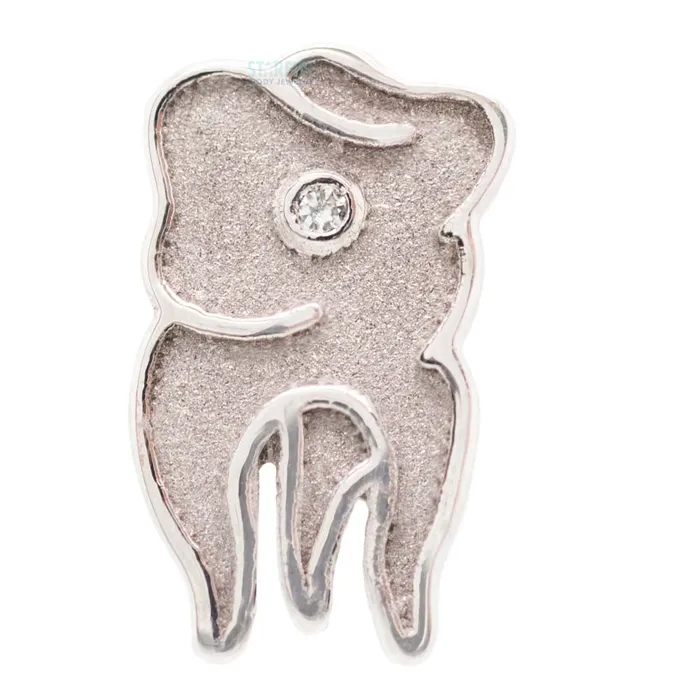 Body Vision BVLA Earrings Gold Tooth Threaded End in Gold with White CZ