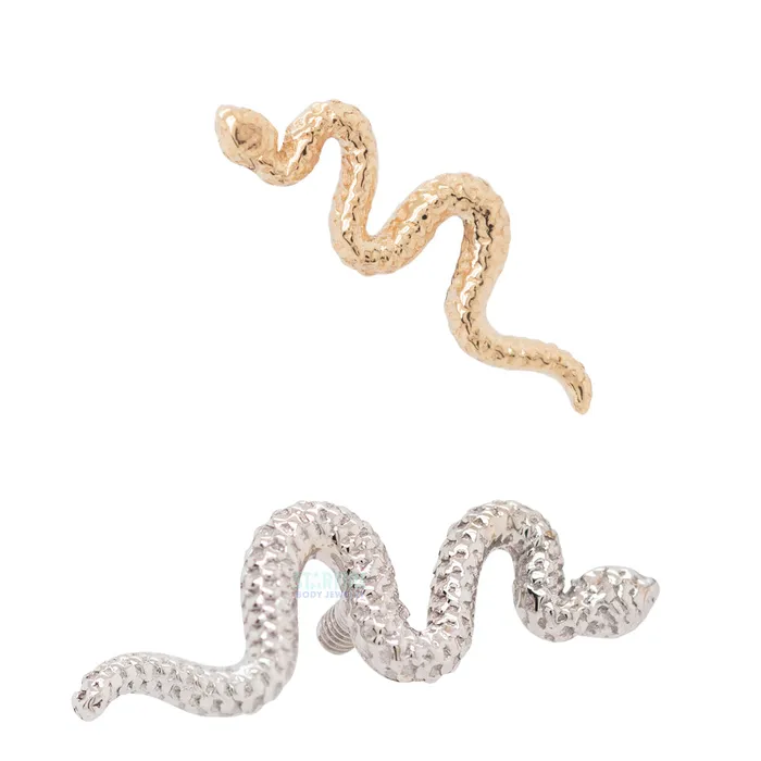 Body Vision BVLA Earrings Tiny Delicate Snake Threaded End in Gold