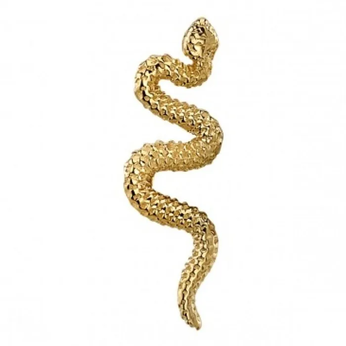 Body Vision BVLA Earrings Tiny Delicate Snake Threaded End in Gold