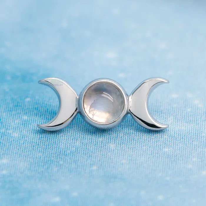 Body Vision BVLA Goddess Moon Threaded End in Gold with Rainbow Moonstone Necklaces