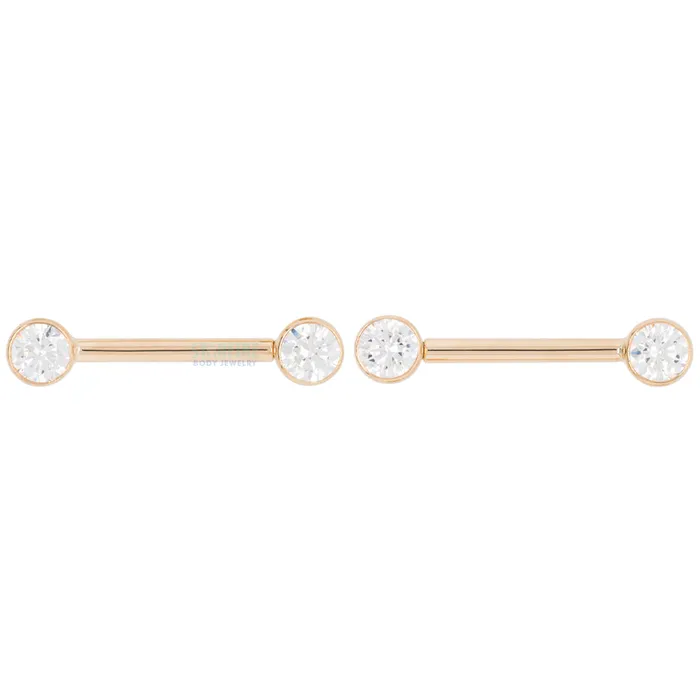 Body Vision BVLA Necklaces Forward Facing Nipple Barbells in Gold with White CZs Body Vision BVLA Necklaces Forward Facing Nipple Barbells in Gold with White CZs