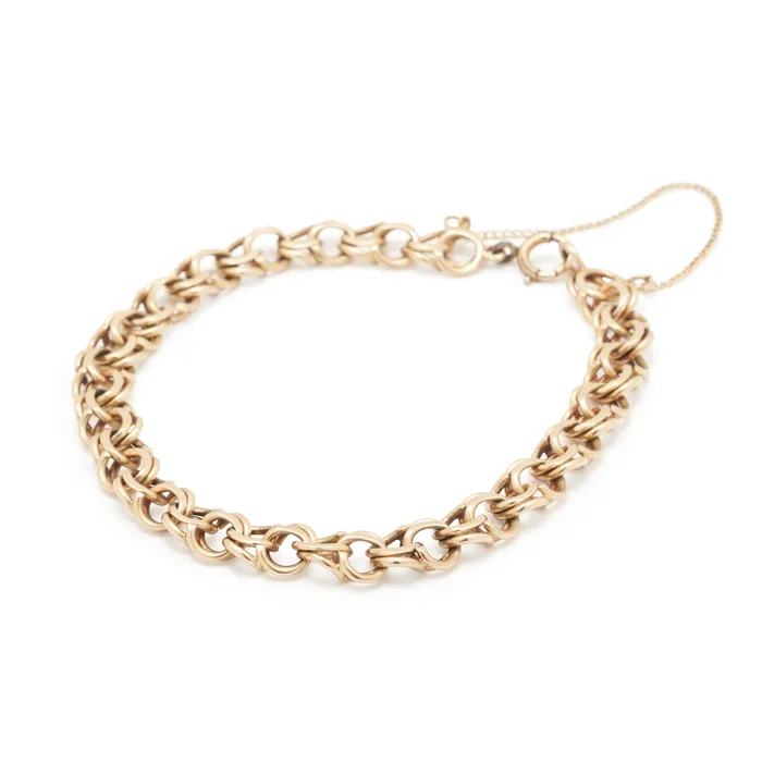 Bracelets 14k Yellow Gold Double Link Cable Chain Bracelet Vintage