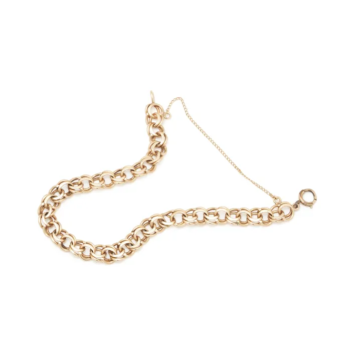 Bracelets 14k Yellow Gold Double Link Cable Chain Bracelet Vintage