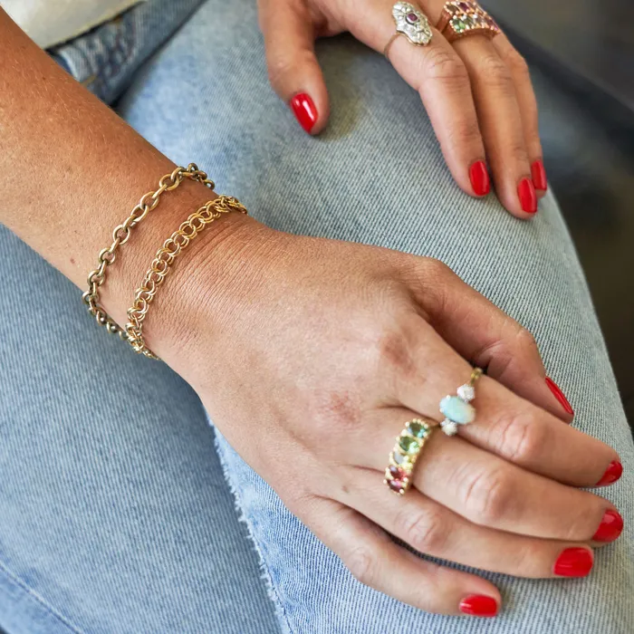 Bracelets 14k Yellow Gold Double Link Cable Chain Bracelet Vintage