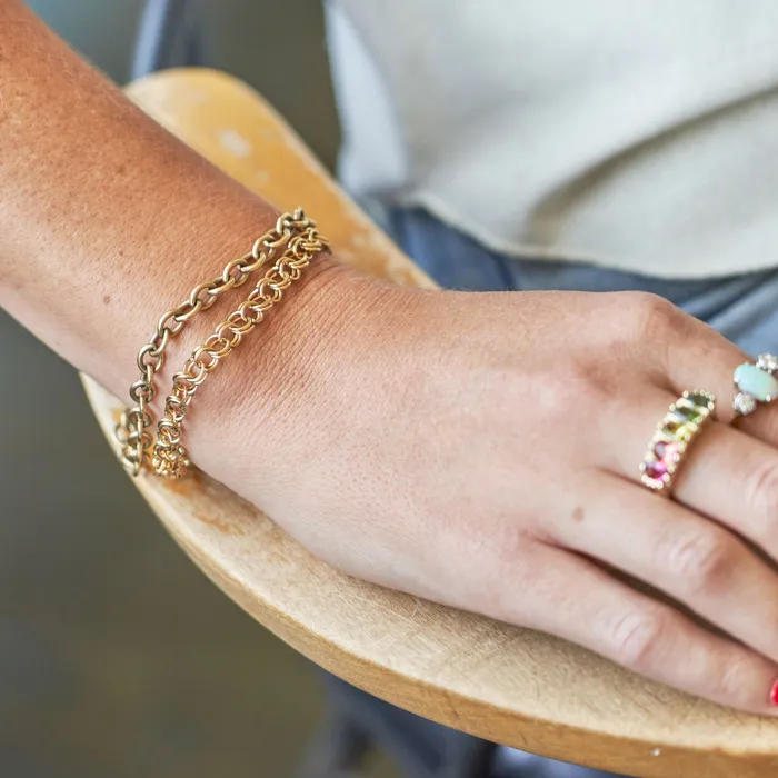 Bracelets 14k Yellow Gold Double Link Cable Chain Bracelet Vintage