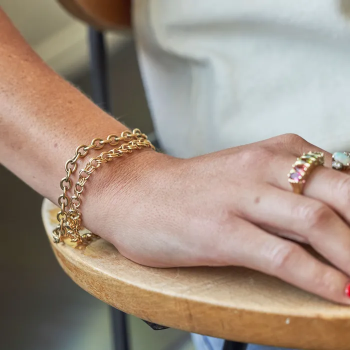 Bracelets 14k Yellow Gold Double Link Cable Chain Bracelet Vintage