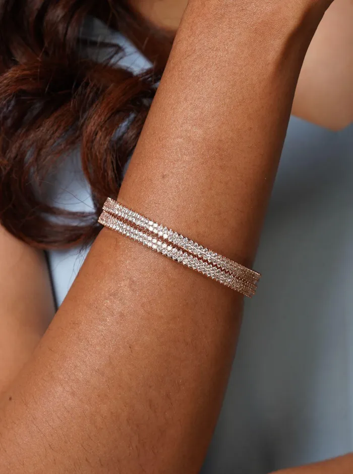 Bracelets Attrangi Dual Row Tiny Diamond Daily Wear Bangle Set
