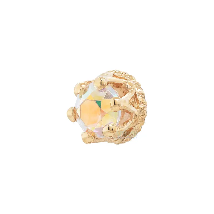 Earrings Body Vision BVLA Crown Prong Threaded End in Gold with Mercury Mist Topaz