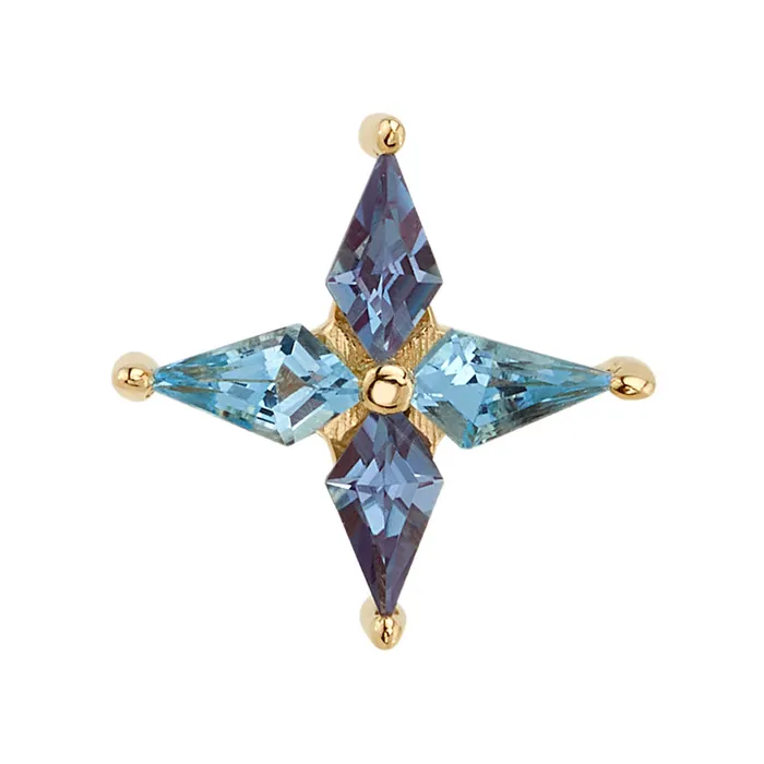 Earrings Body Vision BVLA Meteora Threaded End in Gold with Swiss Blue Topaz Chatham Alexandrite