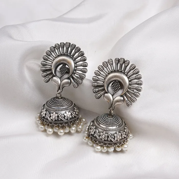 Earrings Teejh Teejh Jhalsa Silver oxidised earring