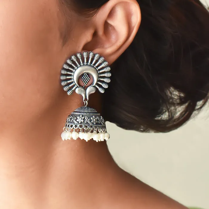 Earrings Teejh Teejh Jhalsa Silver oxidised earring Earrings Teejh Teejh Jhalsa Silver oxidised earring