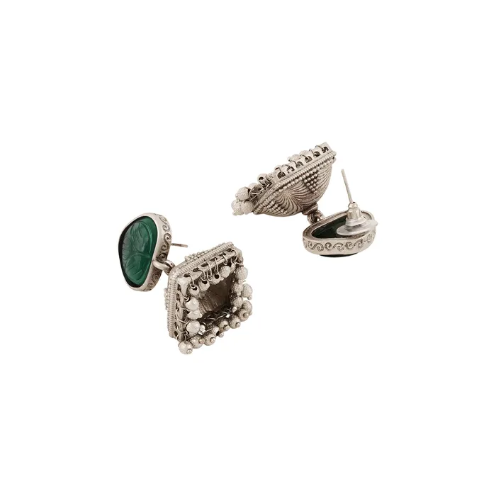 Earrings Teejh Teejh Joymoti Silver Oxidised Green Earring