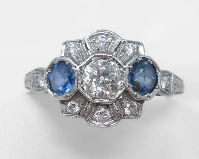 Isadoras C Rings Art Deco Sapphire Diamond Ring
