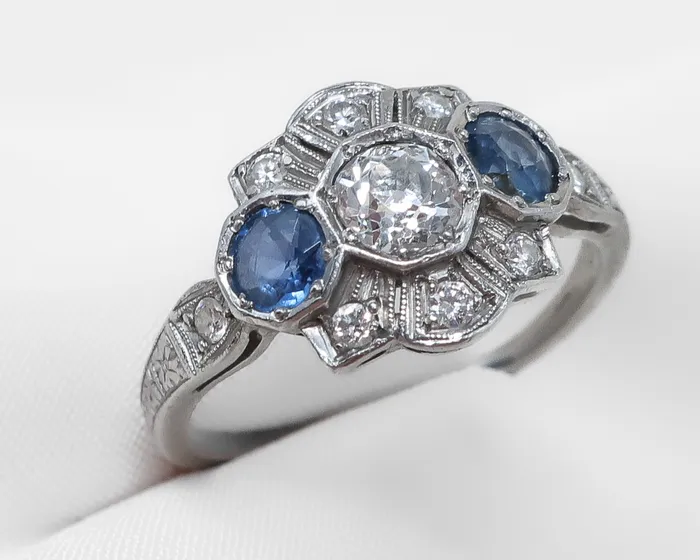 Isadoras C Rings Art Deco Sapphire Diamond Ring