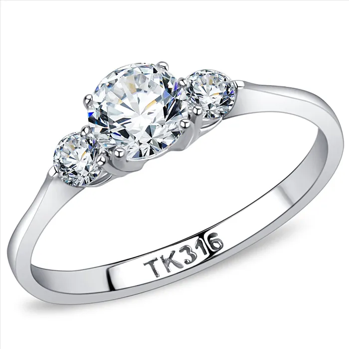 Rings Green CJE3431 Wholesale Womens Stainless Steel Clear AAA Grade CZ Triton Ring