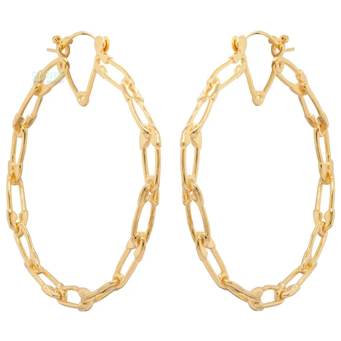 Tawapa Earrings Safety Pin Link Hoop Earrings