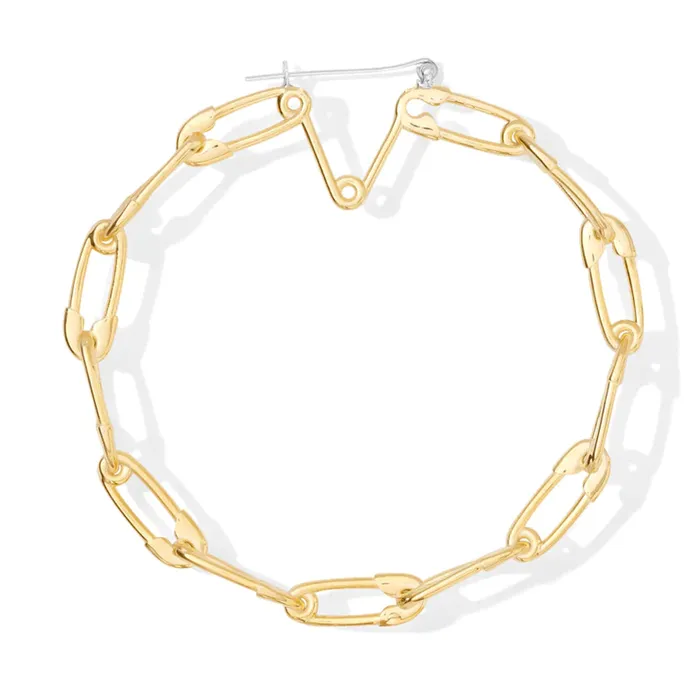 Tawapa Earrings Safety Pin Link Hoop Earrings