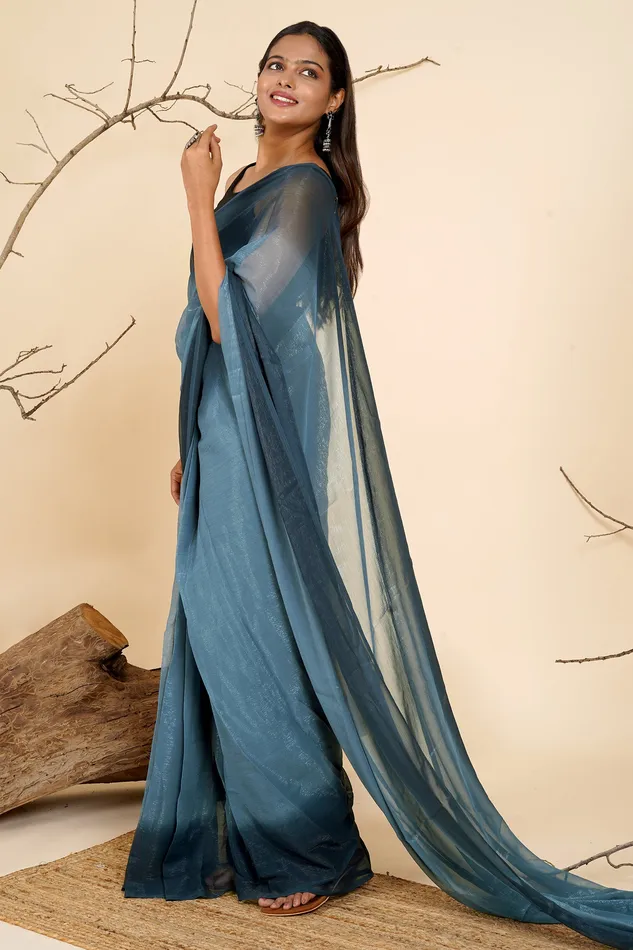 Teejh Earrings Teejh Serene Seascape PreDraped Saree