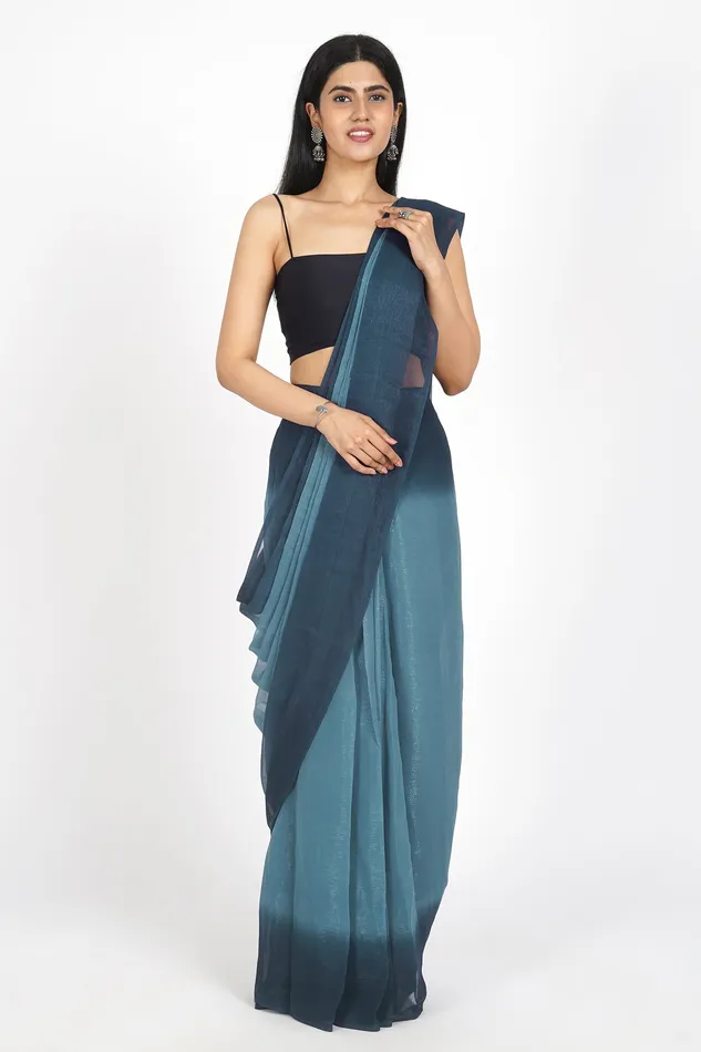 Teejh Earrings Teejh Serene Seascape PreDraped Saree