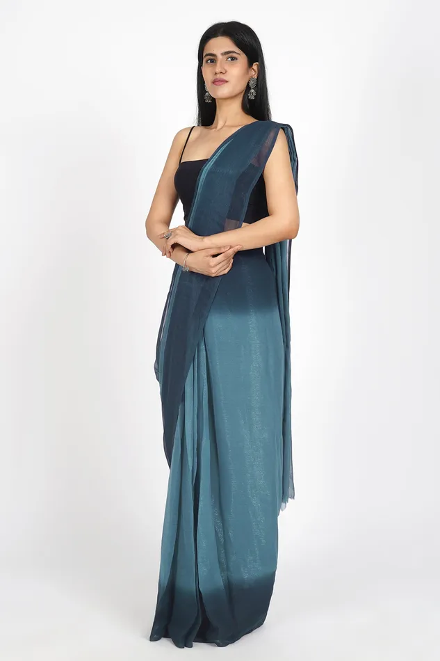 Teejh Earrings Teejh Serene Seascape PreDraped Saree