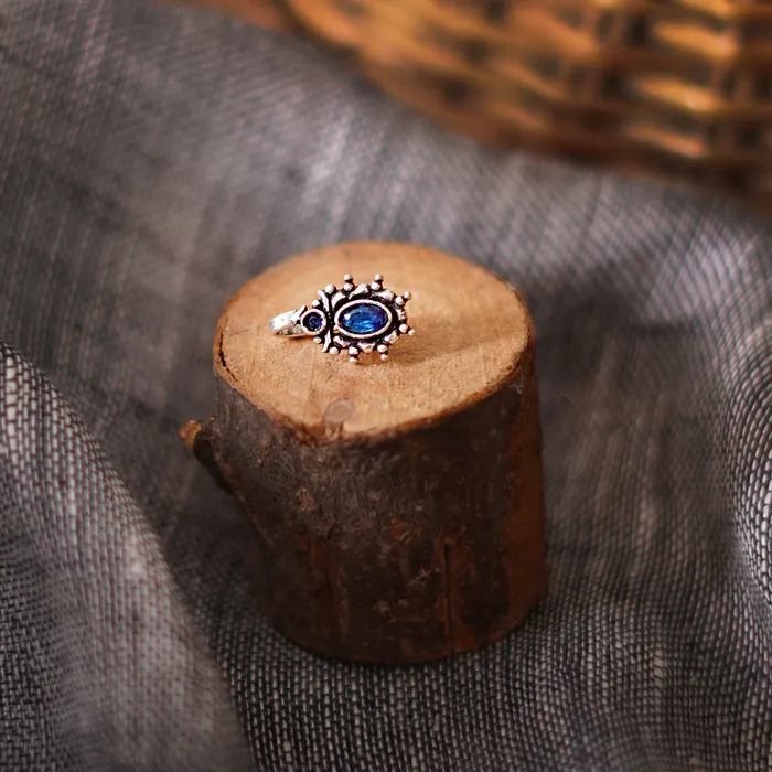 Teejh Parthavi Blue Stone Nose Pin Teejh Rings