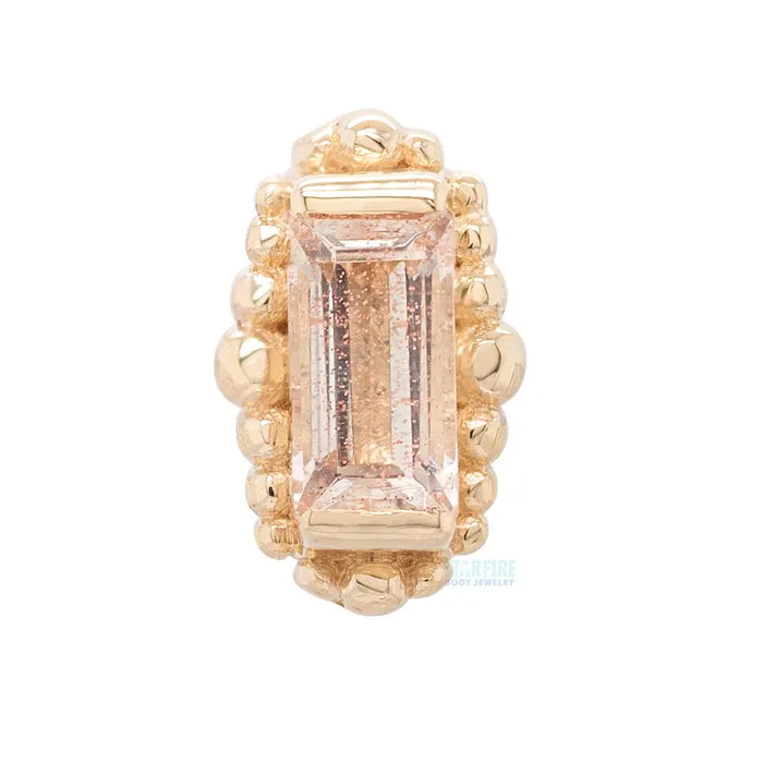 threadless Beaded Baguette Pin in Gold with Oregon Sunstone Body Vision BVLA Earrings