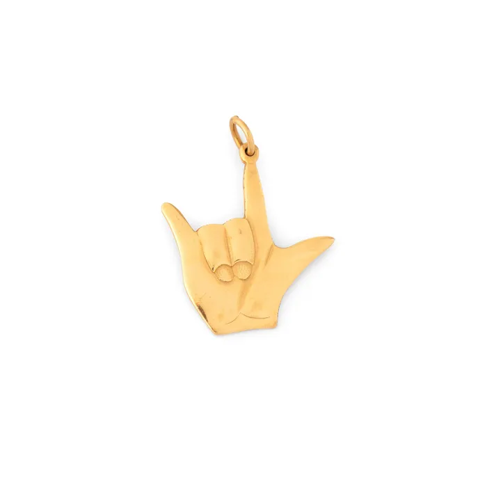 Vintage Earrings I Love You Sign Language 10k Gold Charm