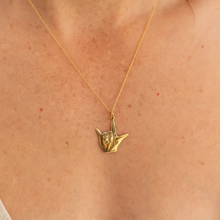 Vintage Earrings I Love You Sign Language 10k Gold Charm