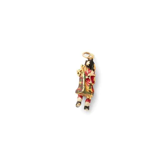 Vintage English Bagpipe Player 9k Gold and Enamel Charm Charm Necklaces
