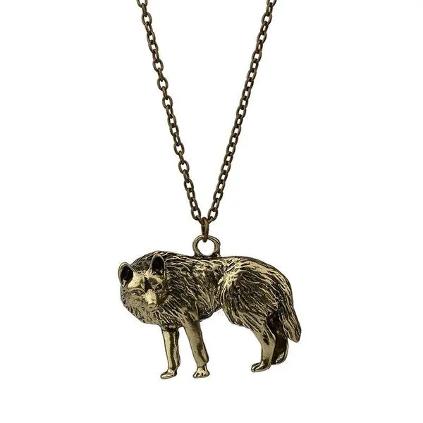 01 Necklaces N1762 Bronze Standing Wolf Necklace with FREE Earrings