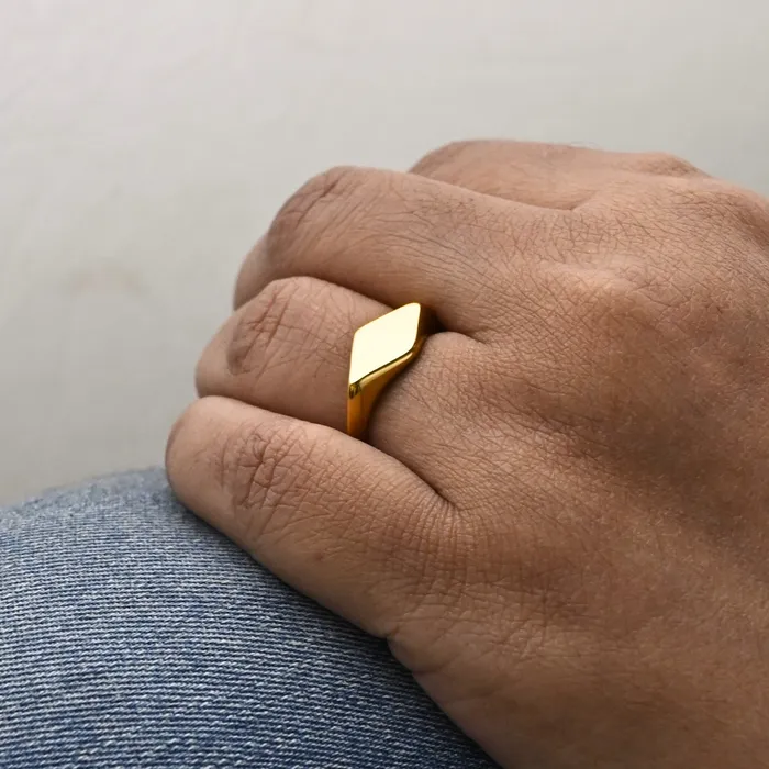 18k GoldFilled Rhombus Ring Gold Band Ring Jewelvers Rings