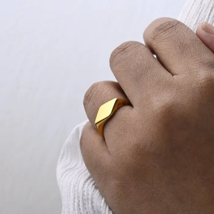 18k GoldFilled Rhombus Ring Gold Band Ring Jewelvers Rings 18k GoldFilled Rhombus Ring Gold Band Ring Jewelvers Rings
