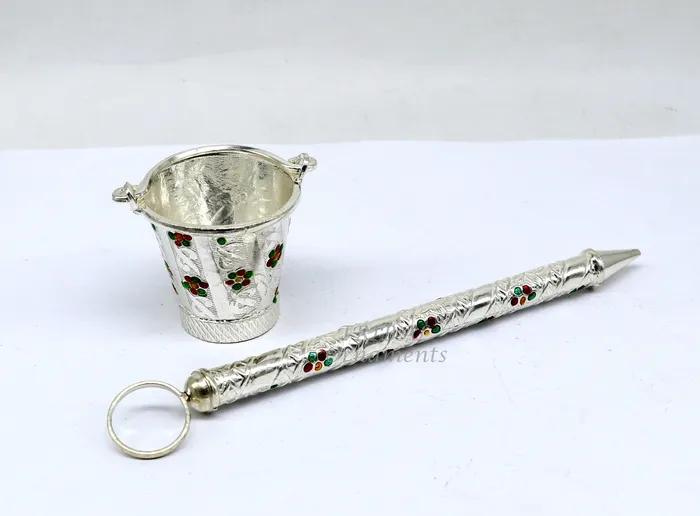 925 sterling silver new trendy Holi special Laddu Gopala colorful water Pichkari and Bucket best gift to Lord Krishna accessories su1010 TRIBAL ORNAMENTS Necklaces