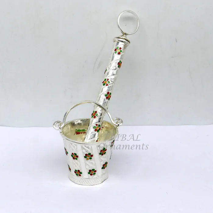 925 sterling silver new trendy Holi special Laddu Gopala colorful water Pichkari and Bucket best gift to Lord Krishna accessories su1010 TRIBAL ORNAMENTS Necklaces