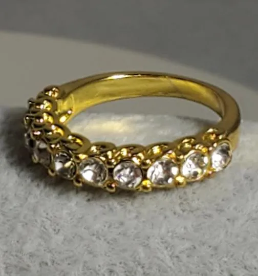 alice Rings R499 Gold Rhinestone Band Ring