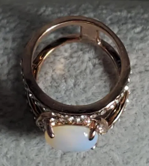 alice Rings R650 Rose Gold Opal Gem Rhinestone Ring