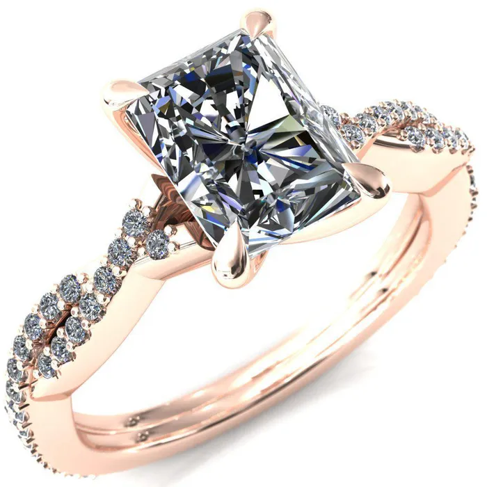 Amberley Radiant Moissanite 4 Claw Prong 12 Infinity Diamond Accent Ring Engagement Ring Fire Brilliance Rings Amberley Radiant Moissanite 4 Claw Prong 12 Infinity Diamond Accent Ring Engagement Ring Fire Brilliance Rings