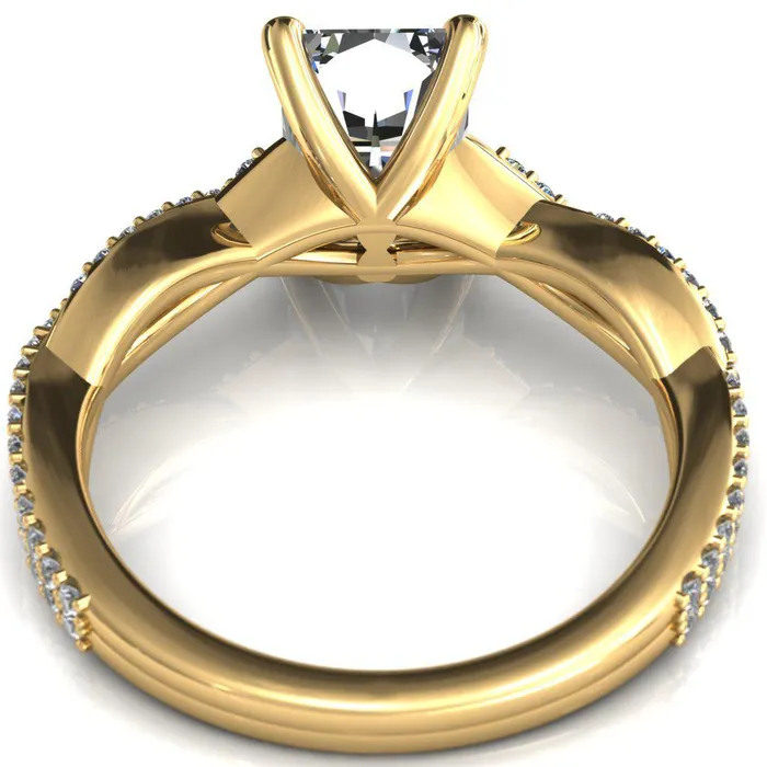 Amberley Radiant Moissanite 4 Claw Prong 12 Infinity Diamond Accent Ring Engagement Ring Fire Brilliance Rings