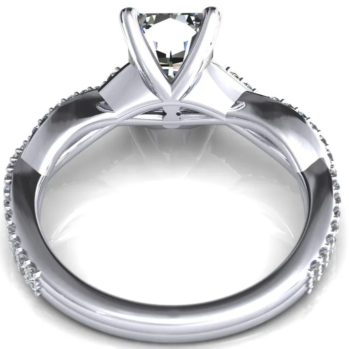Amberley Radiant Moissanite 4 Claw Prong 12 Infinity Diamond Accent Ring Engagement Ring Fire Brilliance Rings