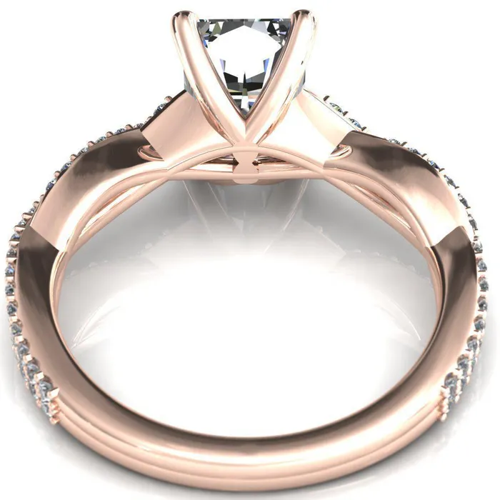 Amberley Radiant Moissanite 4 Claw Prong 12 Infinity Diamond Accent Ring Engagement Ring Fire Brilliance Rings