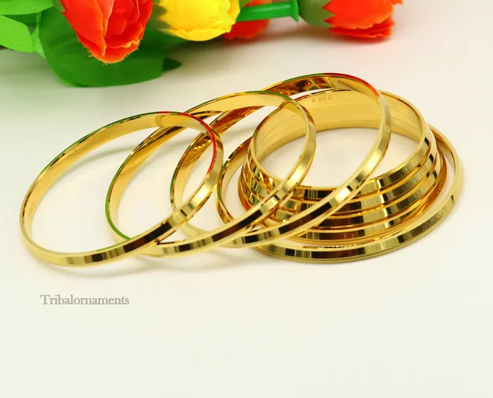 Bracelets Punjabi Kada Sikkh Kada 925 sterling silver handmade Rajputi Royal Kada stunning gold polished solid silver couple bangle kada nsk365 TRIBAL ORNAMENTS