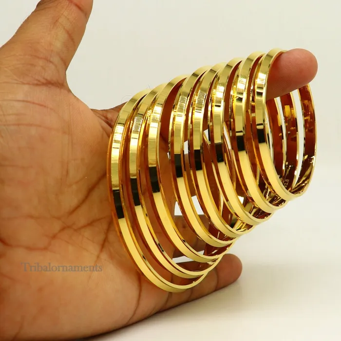 Bracelets Punjabi Kada Sikkh Kada 925 sterling silver handmade Rajputi Royal Kada stunning gold polished solid silver couple bangle kada nsk365 TRIBAL ORNAMENTS