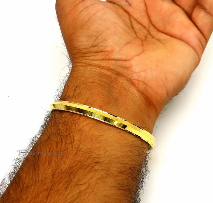 Bracelets Punjabi Kada Sikkh Kada 925 sterling silver handmade Rajputi Royal Kada stunning gold polished solid silver couple bangle kada nsk365 TRIBAL ORNAMENTS
