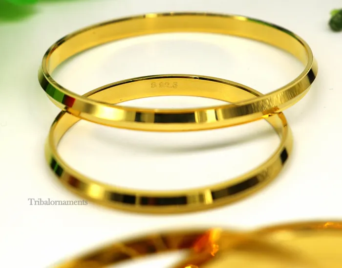 Bracelets Punjabi Kada Sikkh Kada 925 sterling silver handmade Rajputi Royal Kada stunning gold polished solid silver couple bangle kada nsk365 TRIBAL ORNAMENTS